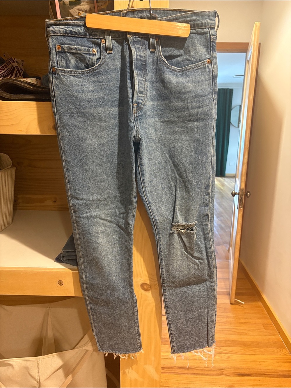 Levi's Light Blue Skinny Jeans with Knee Distress